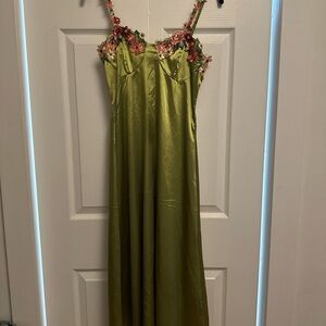 SHEIN Olive/ Green Satin Dress